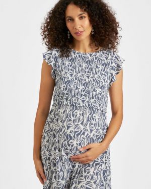 EDIE NURSING DRESS WASHED INDIGO/W
