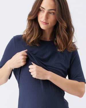 IVY RIB NURSING DRESS NAVY