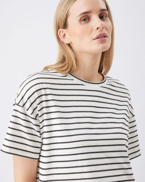 JADE STRIPE NURSING TEE WHITE/BLACK