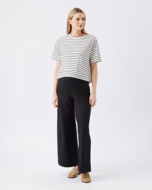 JADE STRIPE NURSING TEE WHITE/BLACK