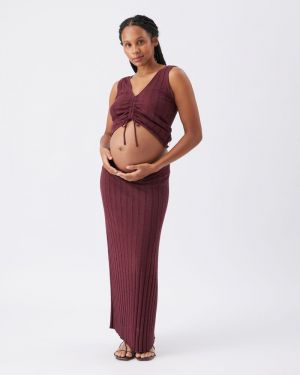 MISHA RIB KNIT TANK MAROON