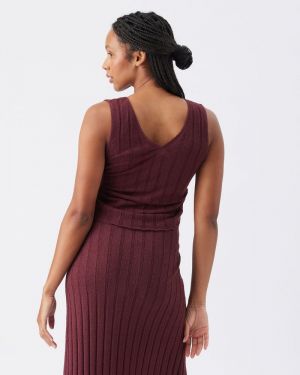 MISHA RIB KNIT TANK MAROON