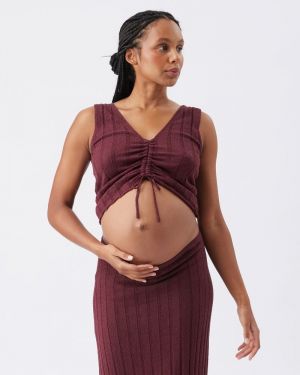 MISHA RIB KNIT TANK MAROON