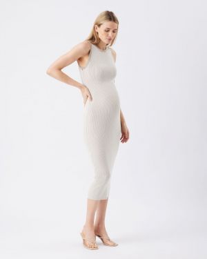 NOA RIB KNIT NURSING DRESS NATURAL/TAUPE