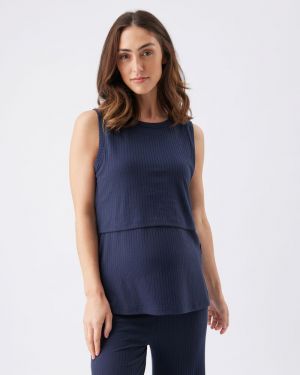 PETER RIB NURSING TANK NAVY