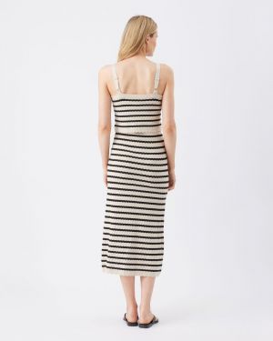 POINTELLE KNIT NURSING DRESS NATURAL/BLACK