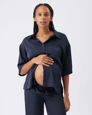 TAMARA SATIN SHIRT MIDNIGHT