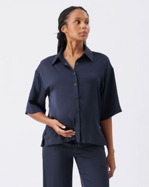 TAMARA SATIN SHIRT MIDNIGHT