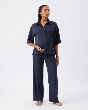 TAMARA SATIN SHIRT MIDNIGHT