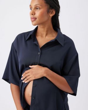 TAMARA SATIN SHIRT MIDNIGHT
