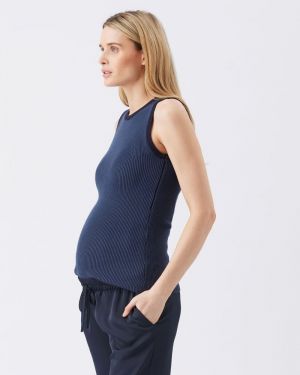 ZOE RIB KNIT NURSING TANK INDIGO/NAVY