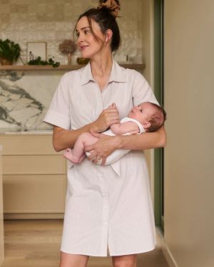 BRONTE TIE UP DRESS NATURAL/WHITE