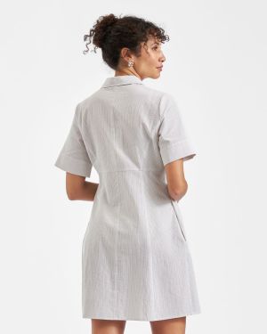 BRONTE TIE UP DRESS NATURAL/WHITE