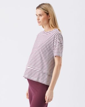 CLAUDETTE NURSING TEE WHITE/MAROON