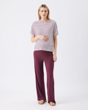 CLAUDETTE NURSING TEE WHITE/MAROON