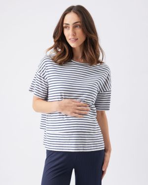 CLAUDETTE NURSING TEE WHITE/INK