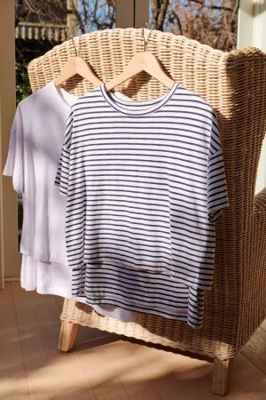 CLAUDETTE NURSING TEE WHITE/INK