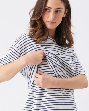 CLAUDETTE NURSING TEE WHITE/INK