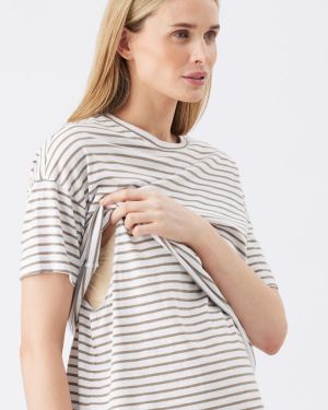 CLAUDETTE NURSING TEE WHITE/OLIVE
