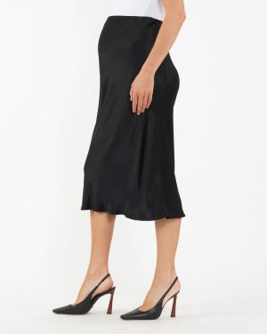 CRYSTAL SATIN SKIRT BLACK