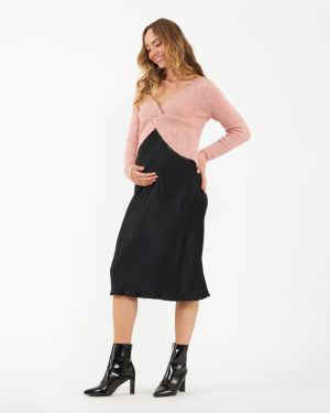 CRYSTAL SATIN SKIRT BLACK