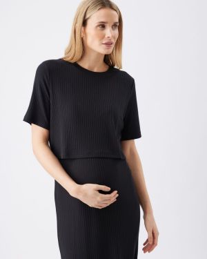 IVY RIB NURSING DRESS BLACK