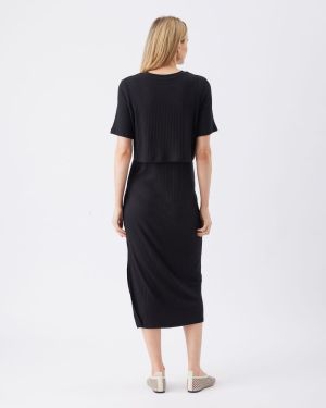 IVY RIB NURSING DRESS BLACK
