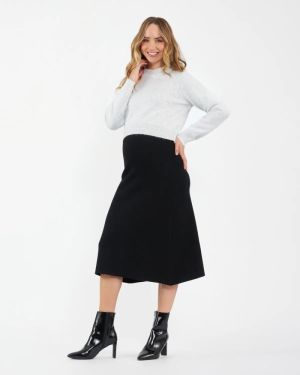 A-LINE KNIT SKIRT BLACK