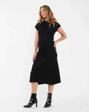 A-LINE KNIT SKIRT BLACK
