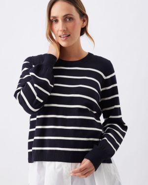 ANNA DETACHABLE NURSING KNIT MIDNIGHT/WH