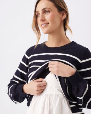 ANNA DETACHABLE NURSING KNIT MIDNIGHT/WH