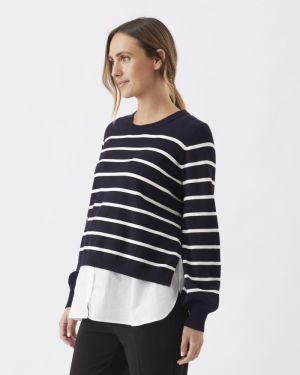 ANNA DETACHABLE NURSING KNIT MIDNIGHT/WH