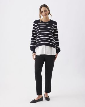 ANNA DETACHABLE NURSING KNIT MIDNIGHT/WH