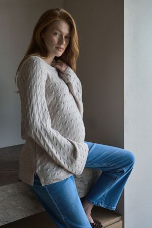 CARLA CABLE NURSING KNIT FAWN