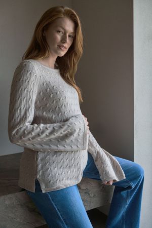 CARLA CABLE NURSING KNIT FAWN