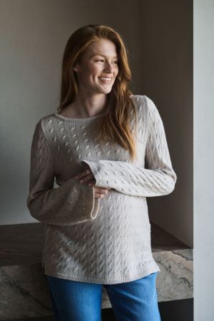CARLA CABLE NURSING KNIT FAWN