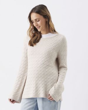 CARLA CABLE NURSING KNIT FAWN