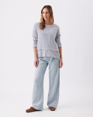 CLAUDETTE LS NURSING TOP WHITE/INK