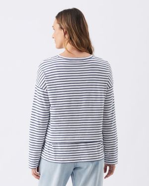 CLAUDETTE LS NURSING TOP WHITE/INK