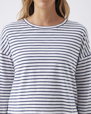 CLAUDETTE LS NURSING TOP WHITE/INK