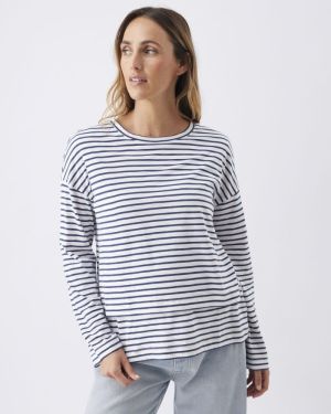 CLAUDETTE LS NURSING TOP WHITE/INK