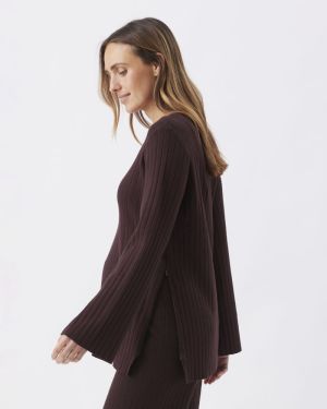 DALLAS RIB KNIT NURSING TOP COCOA