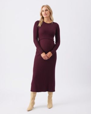 EDEN KNIT NURSING DRESS MAROON