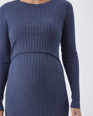 EDEN KNIT NURSING DRESS DENIM MARLE