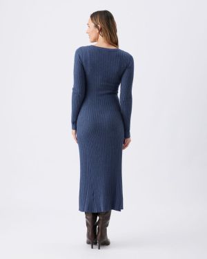 EDEN KNIT NURSING DRESS DENIM MARLE