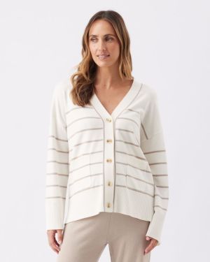 ELLIS KNIT CARDIGAN OFF WHITE/STONE
