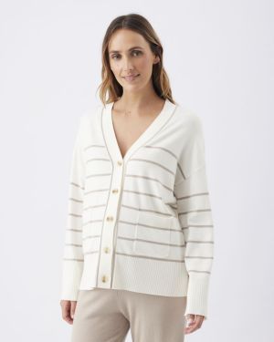 ELLIS KNIT CARDIGAN OFF WHITE/STONE