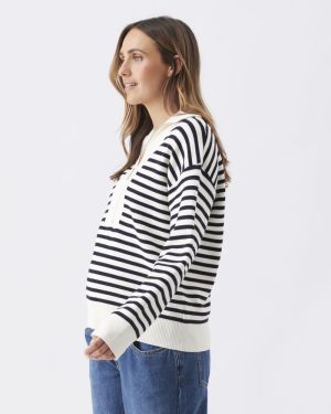FABLE NURSING KNIT WHITE/MIDNIGHT