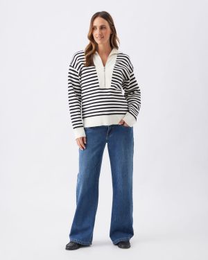 FABLE NURSING KNIT WHITE/MIDNIGHT
