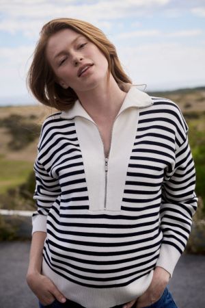 FABLE NURSING KNIT WHITE/MIDNIGHT